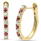 <span style="color:purple">SPECIAL!</span> .57ct G SI 14K Yellow Gold Diamond & Ruby Hoops Earrings
