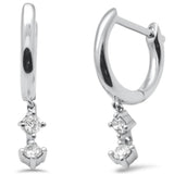 .15ct G SI 14K White Gold Diamond Petite Dangling Hoop Earrings