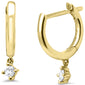 .08ct G SI 14K Yellow Gold Diamond Petite Dangling Hoop Earrings