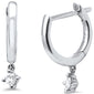 .08ct G SI 14K White Gold Diamond Petite Dangling Hoop Earrings