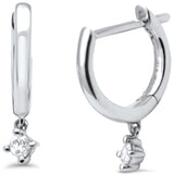 .08ct G SI 14K White Gold Diamond Petite Dangling Hoop Earrings