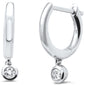 .08ct G SI 14K White Gold Diamond Petite Dangling Hoop Earrings