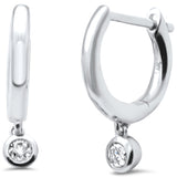 .08ct G SI 14K White Gold Diamond Petite Dangling Hoop Earrings