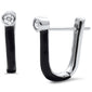 .08ct G SI 14K White Gold Diamond & Black Enamel Hoop Earrings