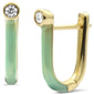 .08ct G SI 14K Yellow Gold Diamond & Turquoise Enamel Hoop Earrings