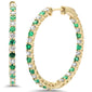 <span style="color:purple">SPECIAL!</span> 2.91ct G SI 14K Yellow Gold Diamond & Emerald Hoop Earrings