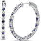 <span style="color:purple">SPECIAL!</span> .71ct G SI 14K White Gold Diamond & Blue Sapphire Hoop Earrings