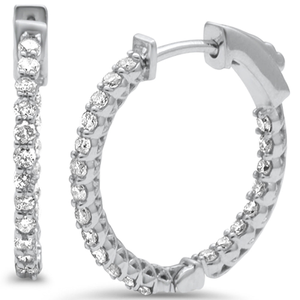 <span style="color:purple">SPECIAL!</span> 1.11ct G SI 14K White Gold Diamond Hoop Earrings