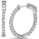 <span style="color:purple">SPECIAL!</span> 1.11ct G SI 14K White Gold Diamond Hoop Earrings