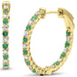 <span style="color:purple">SPECIAL!</span> .73ct G SI 14K Yellow Gold Diamond & Emerald Hoop Earrings