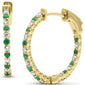 <span style="color:purple">SPECIAL!</span> .49ct G SI 14K Yellow Gold Diamond & Emerald Hoop Earringd