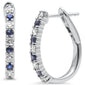 <span style="color:purple">SPECIAL!</span> .64ct G SI 14K White Gold Diamond & Blue Sapphire J Hoop Earrings
