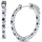 <span style="color:purple">SPECIAL!</span> .56ct G SI 14K White Gold Diamond & Blue Sapphire Hoop Earrings