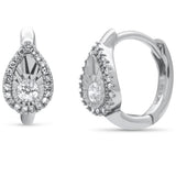 .14ct G SI 14K White Gold Diamond Pear Shaped Hoop Earrings