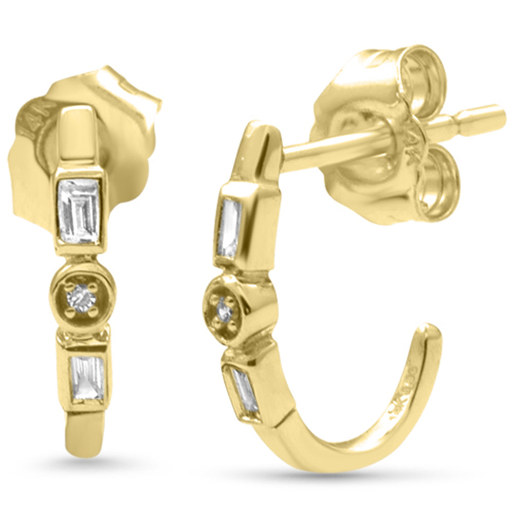 .06ct G SI 14K Yellow Gold Diamond Petite Hoop Earrings