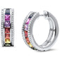 <span style="color:purple">SPECIAL!</span> .96ct G SI 14K White Gold Diamond & Multi Color Gemstone Hoop Earrings
