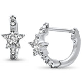 <span style="color:purple">SPECIAL!</span> .26ct G SI 14K White Gold Diamond Star Petite Hoop Earrings