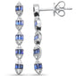 <span style="color:purple">SPECIAL!</span> .57ct F SI 14K White Gold Diamond & Blue Sapphire Dangling Earrings Pushback