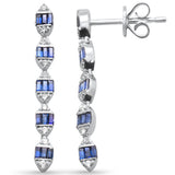.57ct F SI 14K White Gold Diamond & Blue Sapphire Dangling Earrings Pushback