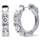 2.01ct G SI 14K White Gold Round Diamond Hoop Huggie Style Earrings
