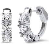 1.97ct G SI 14K White Gold Diamond Hoop Huggie Style Earrings