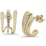 .16ct G SI 14K Yellow Gold Diamond Triple Hoop Earrings  Push Backings