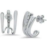 .16ct G SI 14k White Gold Diamond Triple Hoop Earrings  Push Backings