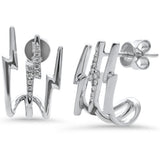 .09ct G SI 14k White Gold Diamond Triple Hoop Earrings  Push Backings