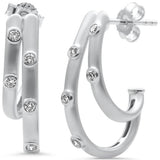 .20ct G SI 14K White Gold Diamond Double J Hoop Earrings