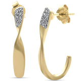.10ct G SI 14K Yellow Gold Diamond Twisted J Hoop Earrings