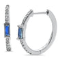 .41ct G SI 14K White Gold Diamond & Blue Sapphire Hoop Earrings