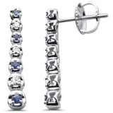 .21ct G SI 14K White Gold Diamond & Blue Sapphire Gemstones Drop Earrings