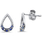 .30ct G SI 14K White Gold Diamond Pear Shape & Blue Sapphire Gemstones Earrings