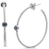 .21ct G SI 14K White Gold Blue Sapphire Gemstones Hoop Earrings