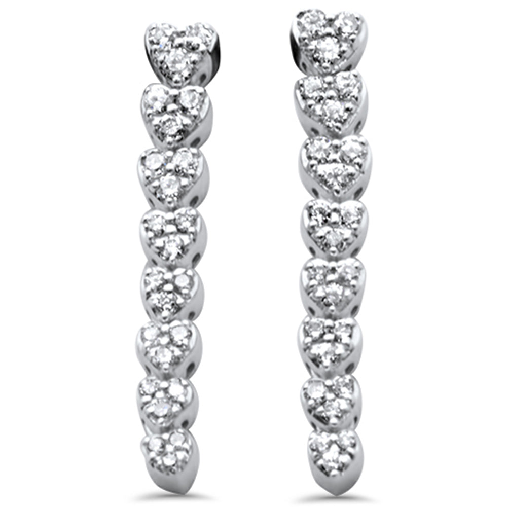 .34ct G SI 14K White Gold Diamond Heart Shapes Drop Earrings