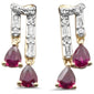 <span style="color:purple">SPECIAL!</span> .77ct G SI 14K Yellow Gold Diamond & Ruby Gemstones Dangling Earrings