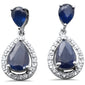 <span style="color:purple">SPECIAL!</span> 1.48ct G SI 14K White Gold Diamond Pear Shape & Blue Sapphire Gemstones Earrings