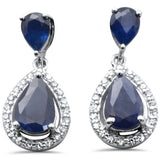 <span style="color:purple">SPECIAL!</span>1.23ct G SI 14K White Gold Diamond Pear Shape & Blue Sapphire Gemstones Earrings