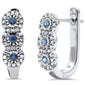 <span style="color:purple">SPECIAL!</span>.34ct G SI 14K White Gold Diamond & Blue Sapphire Gemstones Hoop Earrings