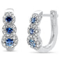 <span style="color:purple">SPECIAL!</span> .85ct G SI 14K White Gold Diamond & Blue Sapphire Gemstones Hoop Earrings