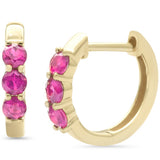 .69ct G SI 14K Yellow Gold Round Ruby Gemstones Hoop Earrings