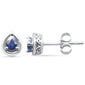 .36ct G SI 14K White Gold Pear Shape Blue Sapphire Gemstones Earrings