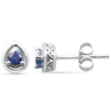 .36ct G SI 14K White Gold Pear Shape Blue Sapphire Gemstones Earrings