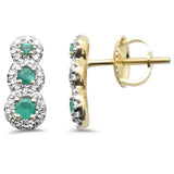 <span style="color:purple">SPECIAL!</span> .39ct G SI 14K Yellow Gold Diamond & Emerald Gemstones Drop Earrings