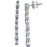 .75ct G SI 14K White Gold Blue Sapphire Gemstones Drop Earrings