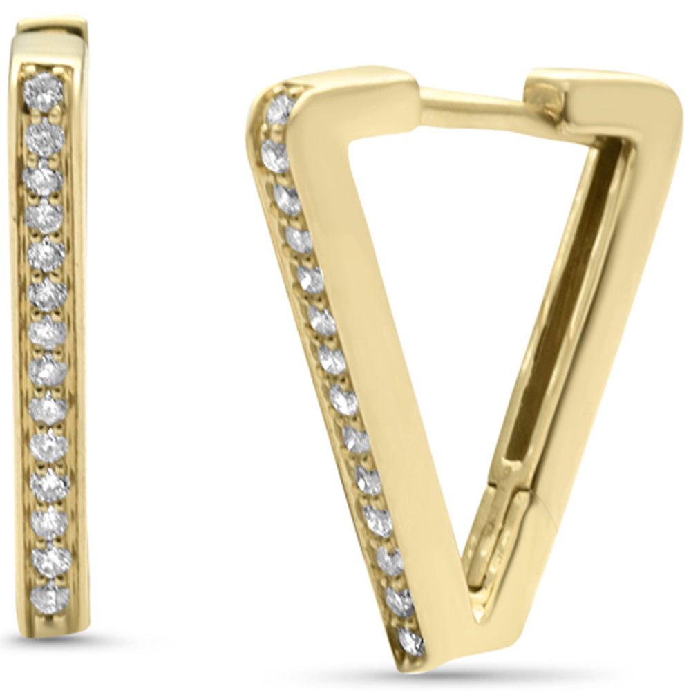 .16ct G SI 14K Yellow Gold Diamond Triangle Shape Geometric Earrings