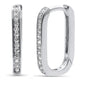 <span style="color:purple">SPECIAL!</span> .16ct G SI 14K White Gold Diamond Elongated Square Hoop Paper Clip Link Earrings