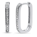 .16ct G SI 14K White Gold Diamond Elongated Square Hoop Paper Clip Link Earrings