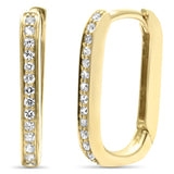 .17ct G SI 14K Yellow Gold Diamond Elongated Square Geometric Shape Hoop Earrings