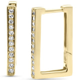 .16ct G SI 14K Yellow Gold Diamond Elongated Square Geometric Shape Hoop Earrings